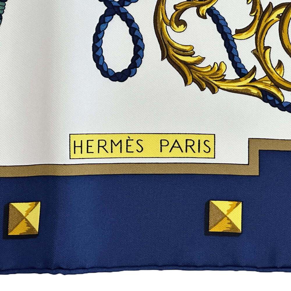 HERMES Blue Silk Scarf - Picture 3 of 9